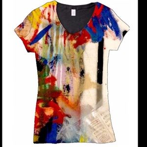 Printed Tee-Shirt V-Neck Organic Soft Cotton